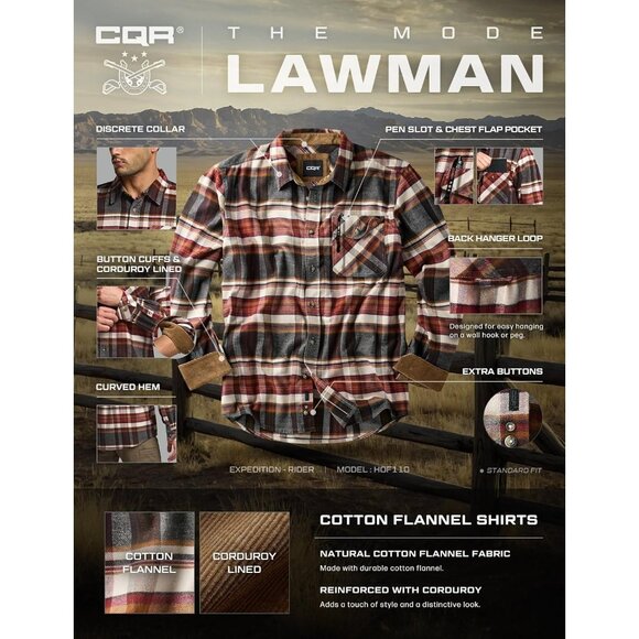 Mens Plaid Folk Tale Cotton Flannel Shirt Long Sleeve Casual Outdoor Plaid - Picture 9 of 9